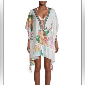 Z & L Europe Floral Pom-Pom Caftan Coverup size OS